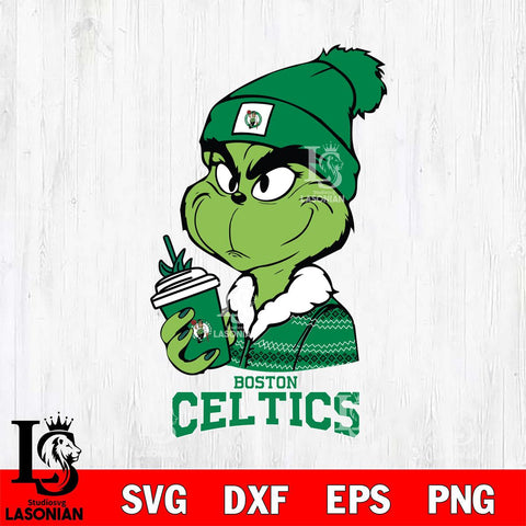 Boston Celtics Boujee Grinch Christmas Cut Files Cricut, Svg Dxf Eps Png file , Silhouette