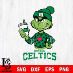 Boston Celtics Boujee Grinch Heart Christmas Cut Files Cricut, Svg Dxf Eps Png file , Silhouette