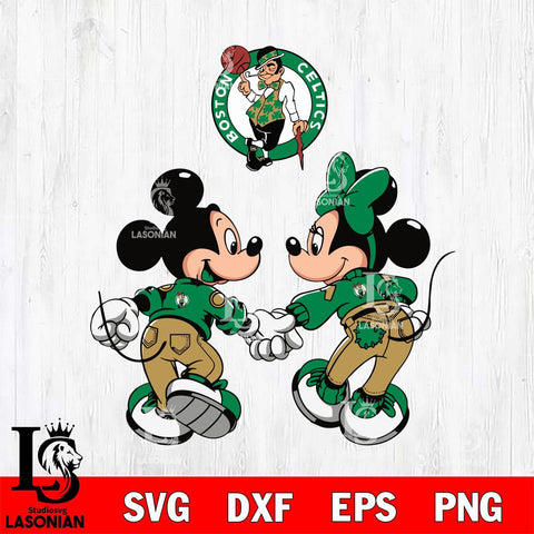 Boston Celtics Fan Minnie And Mickey Love Svg Eps Dxf Png File, Digital Download, Instant Download