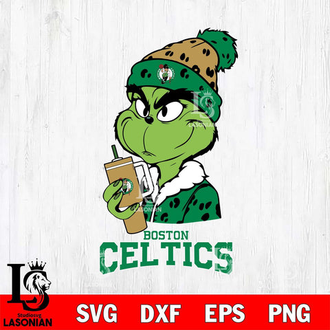 Boston Celtics Grinch Bougie Leopard Svg Eps Dxf Png File, Digital Download, Instant Download