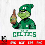 Boston Celtics Grinch Drinking Beer Christmas Cut Files Cricut, Svg Dxf Eps Png file , Silhouette