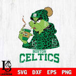 Boston Celtics Grinch Leopard Christmas Cut Files Cricut, Svg Dxf Eps Png file , Silhouette