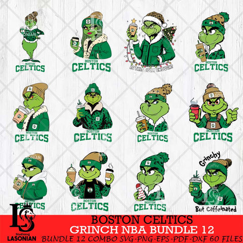 Boston Celtics Grinch NBA Bundle 12 SVG Eps Dxf Png File, Digital Download, Instant Download