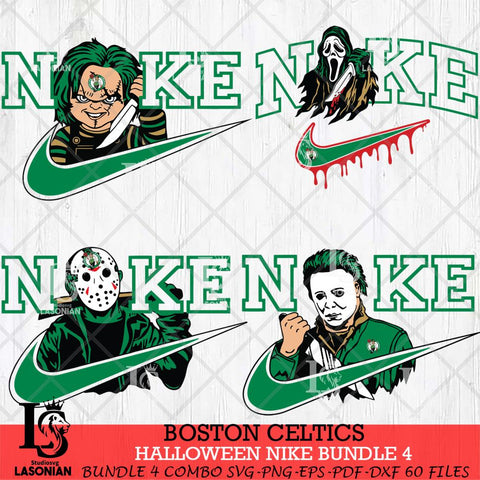 Boston Celtics Halloween Nike NBA Bundle 4 Svg Eps Dxf Png File, Digital Download, Instant Download