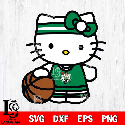 Boston Celtics Hello Kitty basketball 3 Svg Eps Dxf Png File, Digital Download, Instant Download