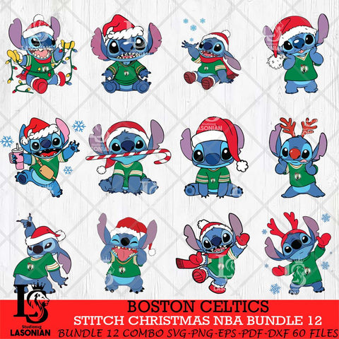 Boston Celtics Stitch Christmas NBA Bundle 12 SVG DXF EPS PNG file,Bundle NBA Svg, Digital download, Cut file