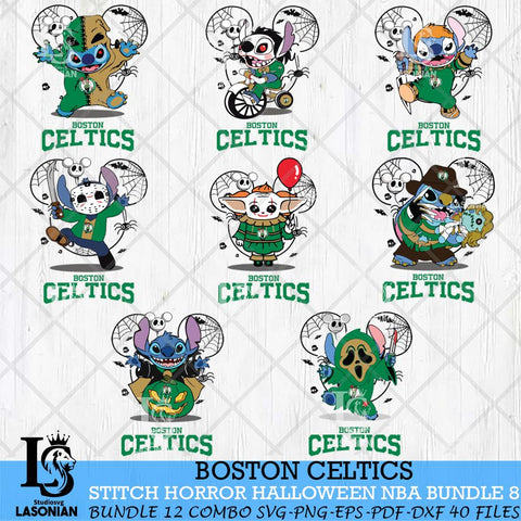 Boston Celtics Stitch Horror Halloween NBA Bundle Svg Eps Dxf Png File, Digital Download, Instant Download