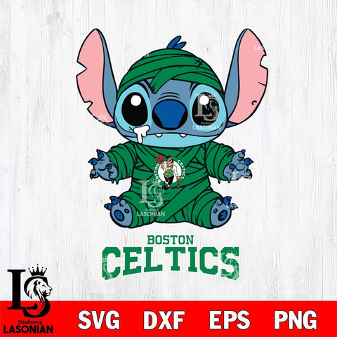 Boston Celtics Stitch Mummy Svg Eps Dxf Png File, NBA svg, Digital Download, Instant Download