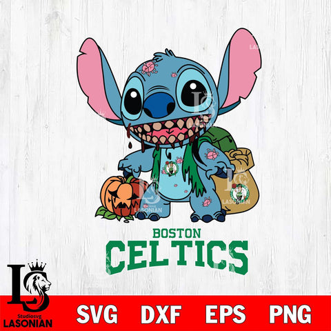 Boston Celtics Stitch Zombie Svg Eps Dxf Png File, NBA svg, Digital Download, Instant Download