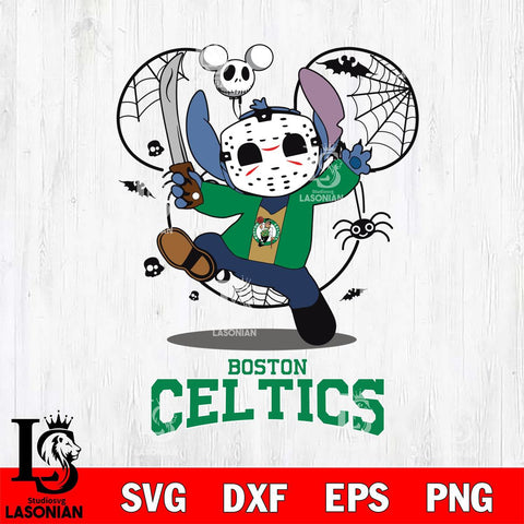 Boston Celtics Stitch jason voorhees Halloween Svg Eps Dxf Png File, Digital Download, Instant Download