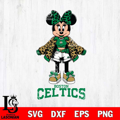 Boston Celtics Style Minnie Disney Svg Eps Dxf Png File, Digital Download, Instant Download