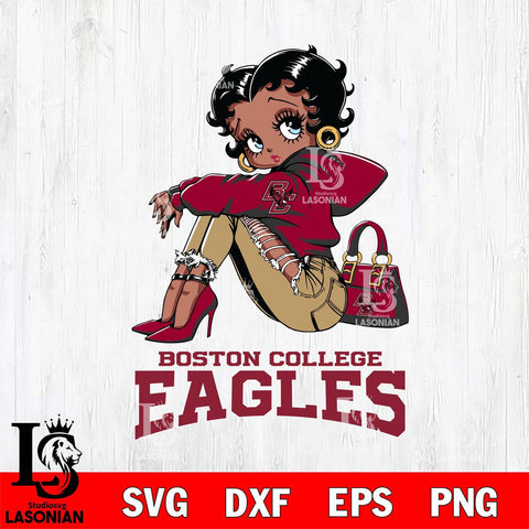 Boston College Eagles Betty Boop Black Fan Girl Svg Eps Dxf Png File, Digital Download, Instant Download