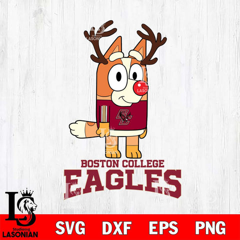 Boston College Eagles Bluey Chilli Christmas Deer Svg Eps Dxf Png File, Digital Download