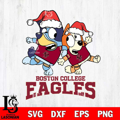 Boston College Eagles Bluey Christmas Holiday Svg Eps Dxf Png File, Digital Download