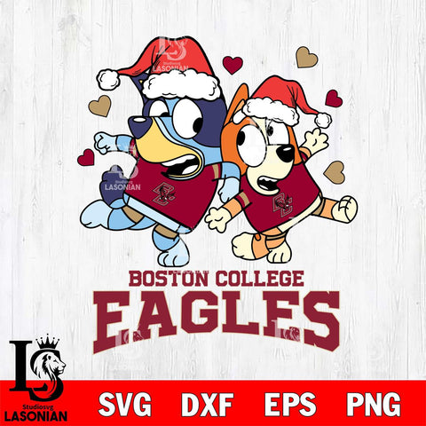 Boston College Eagles Bluey Christmas NFL Svg Eps Dxf Png File, Digital Download