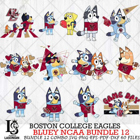 Boston College Eagles Bluey NCAA Bundle 12 Svg Eps Dxf Png File, Digital Download, Instant Download