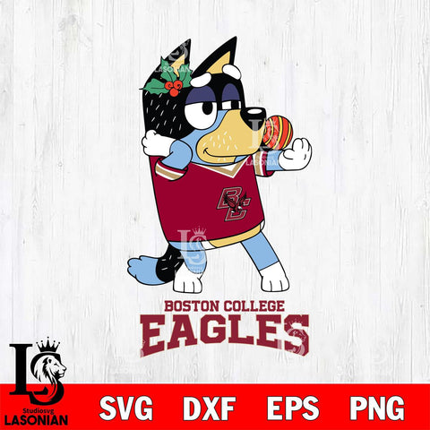 Boston College Eagles Christmas Bluey Bandit Heeler Cut Files,Bluey Cricut,Christmas Svg , Bluey svg , Digital Download, dxf eps png pdf file