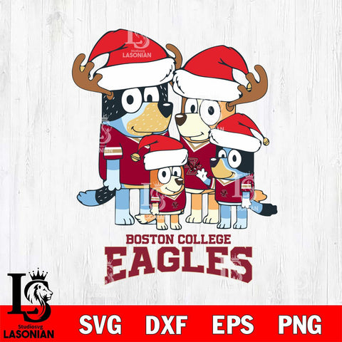 Boston College Eagles Christmas Bluey Santa Family Cut Files,Bluey Cricut,Christmas Svg , Bluey svg , Digital Download, dxf eps png pdf file