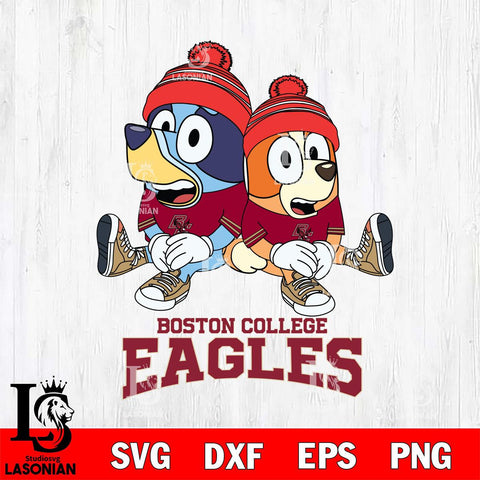 Boston College Eagles Christmas Bluey & Bingo Sit Cut Files,Bluey Cricut,Christmas Svg , Bluey svg , Digital Download, dxf eps png pdf file