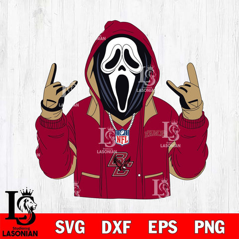 Boston College Eagles Ghostface Scream Football Halloween Svg Eps Dxf Png File, NCAA svg, Digital Download, Instant Download