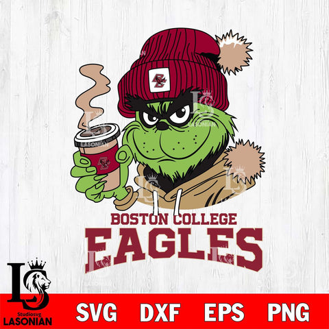 Boston College Eagles Grinch Cofffe Hoodie Cut Files Cricut, Svg Dxf Eps Png file, Digital download , Silhouette