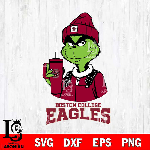 Boston College Eagles Grinch Football Christmas Cut Files Cricut, Svg Dxf Eps Png file, Digital download , Silhouette