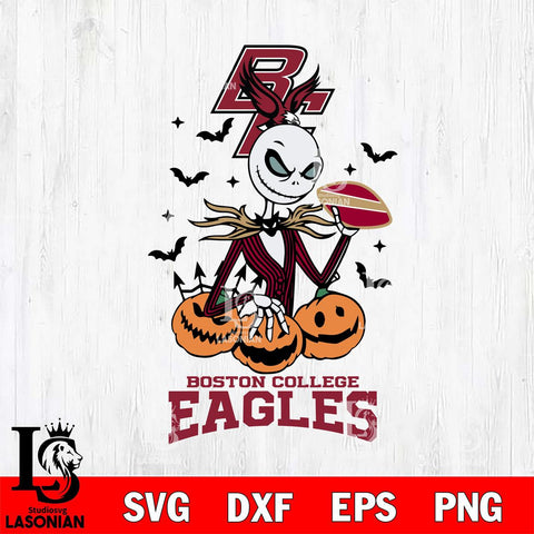 Boston College Eagles Jack Skellington 2 halloween Svg Eps Dxf Png File, NCAA svg, Digital Download, Instant Download