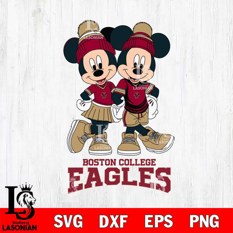 Boston College Eagles Mickey And Minnie Mouse Football Svg Eps Dxf Png File, NCAA svg , File Cut , Digital Download , Instant Download, Cut Svg Files