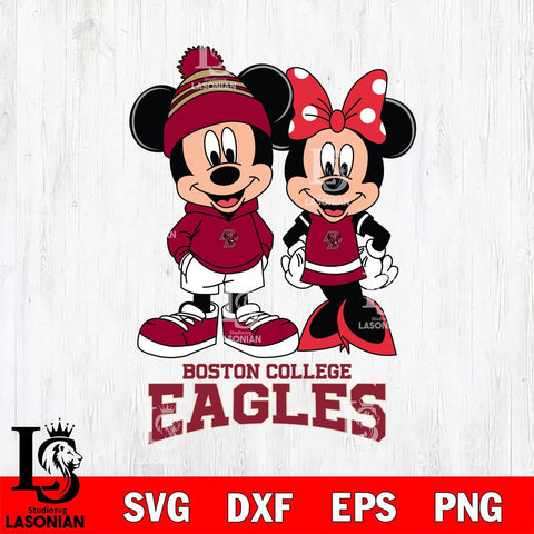 Boston College Eagles Mickey Minnie Mouse Cute Football Svg Eps Dxf Png File, NCAA svg , File Cut , Digital Download , Instant Download, Cut Svg Files