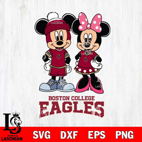 Boston College Eagles Mickey Minnie Mouse Pink Svg Eps Dxf Png File, NCAA svg , File Cut , Digital Download , Instant Download, Cut Svg Files