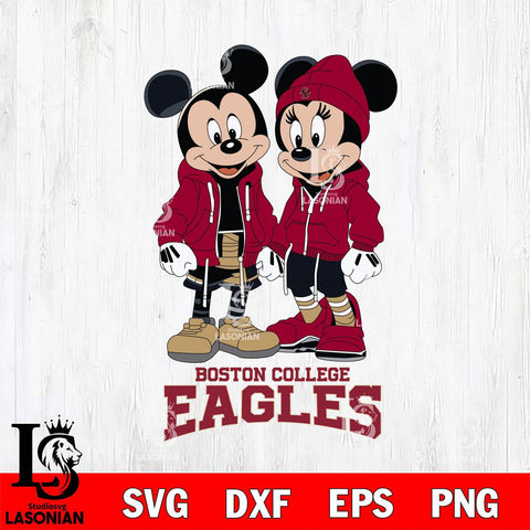 Boston College Eagles Mickey Minnie Mouse Rugby Svg Eps Dxf Png File, NCAA svg , File Cut , Digital Download , Instant Download, Cut Svg Files