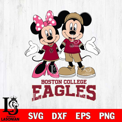 Boston College Eagles Mickey Minnie Mouse Sport Svg Eps Dxf Png File, NCAA svg , File Cut , Digital Download , Instant Download, Cut Svg Files