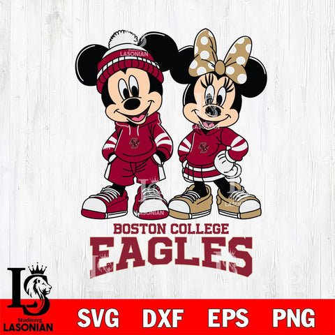 Boston College Eagles Mickey Minnie Rugby Hoodie Svg Eps Dxf Png File, NCAA svg , File Cut , Digital Download , Instant Download, Cut Svg Files