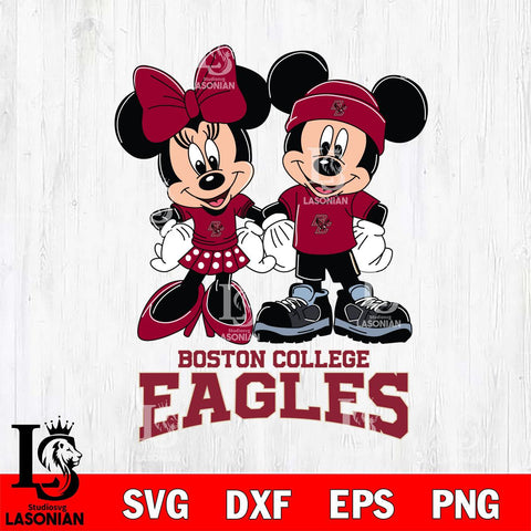 Boston College Eagles Mickey Minnie Rugby ball Svg Eps Dxf Png File, NCAA svg , File Cut , Digital Download , Instant Download, Cut Svg Files