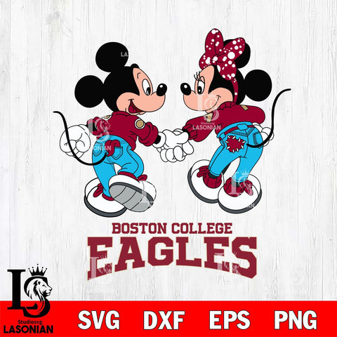 Boston College Eagles Mickey Minnie Valentine Rugby Svg Eps Dxf Png File, Digital Download ,Instant Download, Cricut File