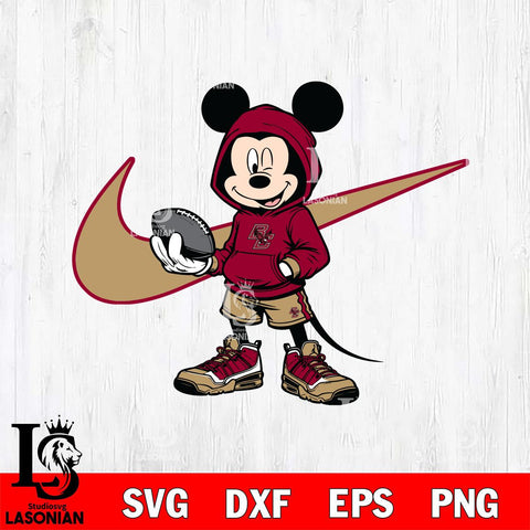 Boston College Eagles Mickey Wearing Hoodie Sport Svg Eps Dxf Png File, NCAA svg, Digital Download, Instant Download