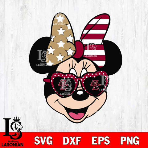 Boston College Eagles Minnie Mouse Love Svg Eps Dxf Png File, NCAA svg, Digital Download, Instant Download