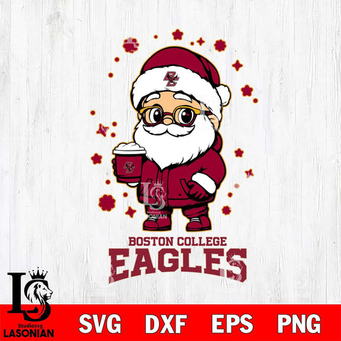 Boston College Eagles Santa Claus Coffe Svg dxf eps png pdf file,NCAA svg,Digital Download,Cricut file