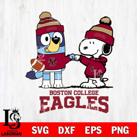 Boston College Eagles Snoopy & Bluey Football Svg Eps Dxf Png File,NCAA Svg Files,Chill Guy svg ,Digital Download ,Instant Download, Cricut File