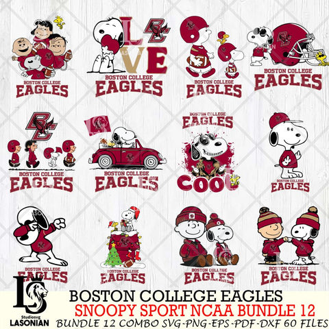 Boston College Eagles  Snoopy NCAA Bundle 12 SVG Svg Eps Dxf Png File, Digital Download