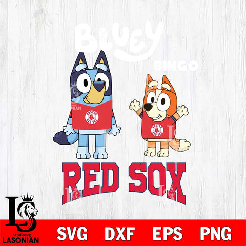 Boston Red Sox Bluey & Bingo 4 Svg Eps Dxf Png File, MLB svg, Digital Download, Instant Download