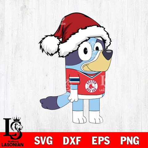 Boston Red Sox Bluey Cartoon Christmas Svg Eps Dxf Png File, Digital Download, Instant Download