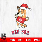 Boston Red Sox Bluey Chilli Happy Christmas Svg Eps Dxf Png File, Digital Download