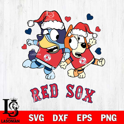 Boston Red Sox Bluey Christmas 2 Svg Eps Dxf Png File, Digital Download