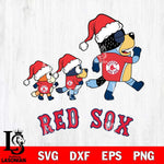 Boston Red Sox Bluey Family Christmas Svg Eps Dxf Png File, Digital Download