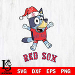 Boston Red Sox Bluey Happy Christmas Svg Eps Dxf Png File, Digital Download