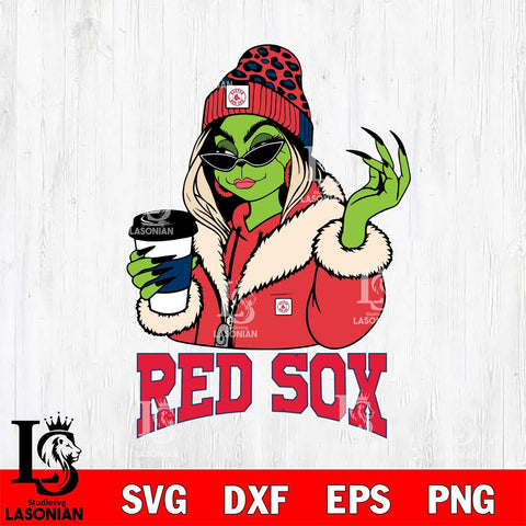 Boston Red Sox Boujee Grinch Girls Christmas Cut Files Cricut, Svg Dxf Eps Png file , Silhouette