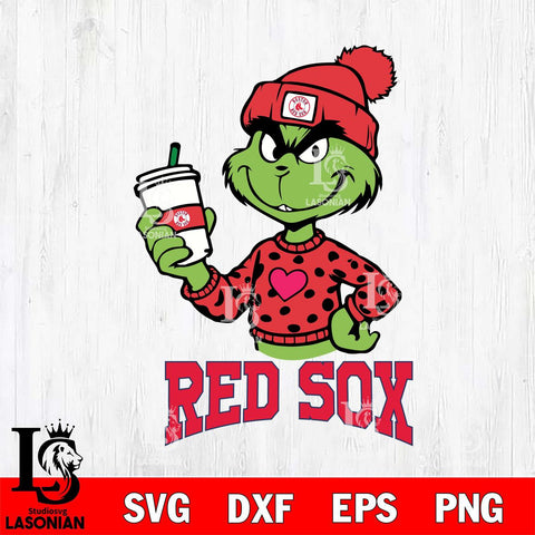 Boston Red Sox Boujee Grinch Heart Christmas Cut Files Cricut, Svg Dxf Eps Png file , Silhouette