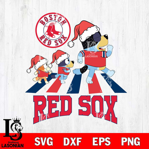 Boston Red Sox Christmas Family Bluey Walking Cricut , Christmas Svg , Bluey svg , Digital Download, dxf eps png pdf file