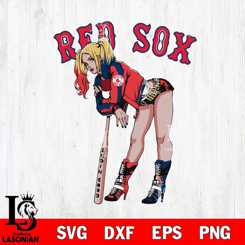 Boston Red Sox Fan Girl Harley Quinn MLB Svg Eps Dxf Png File, Digital Download, Instant Download